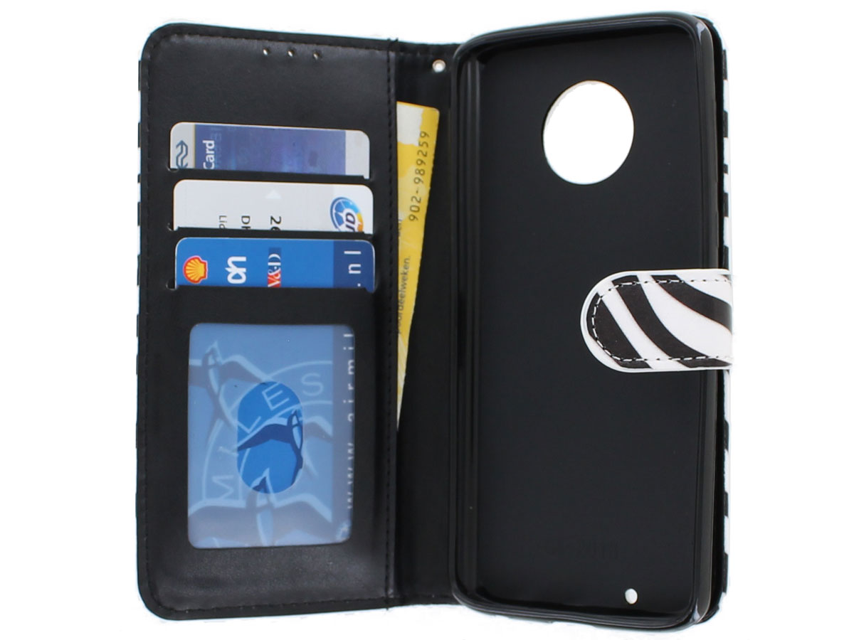 Zebra Print Bookcase Wallet - Motorola Moto G6 hoesje