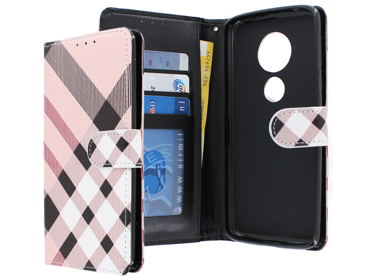 Ruitjes Bookcase Wallet - Motorola Moto G6 Play hoesje