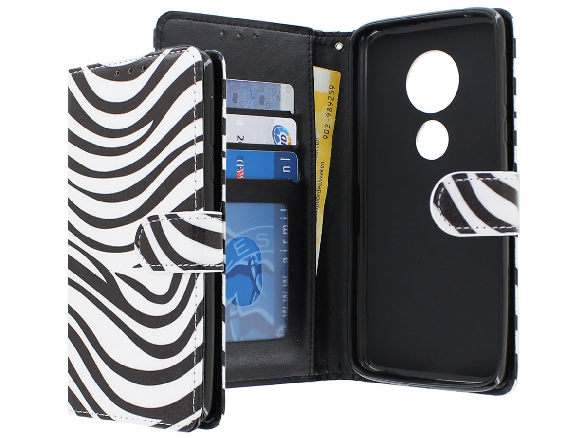 Zebra Print Bookcase - Motorola Moto G6 Play hoesje