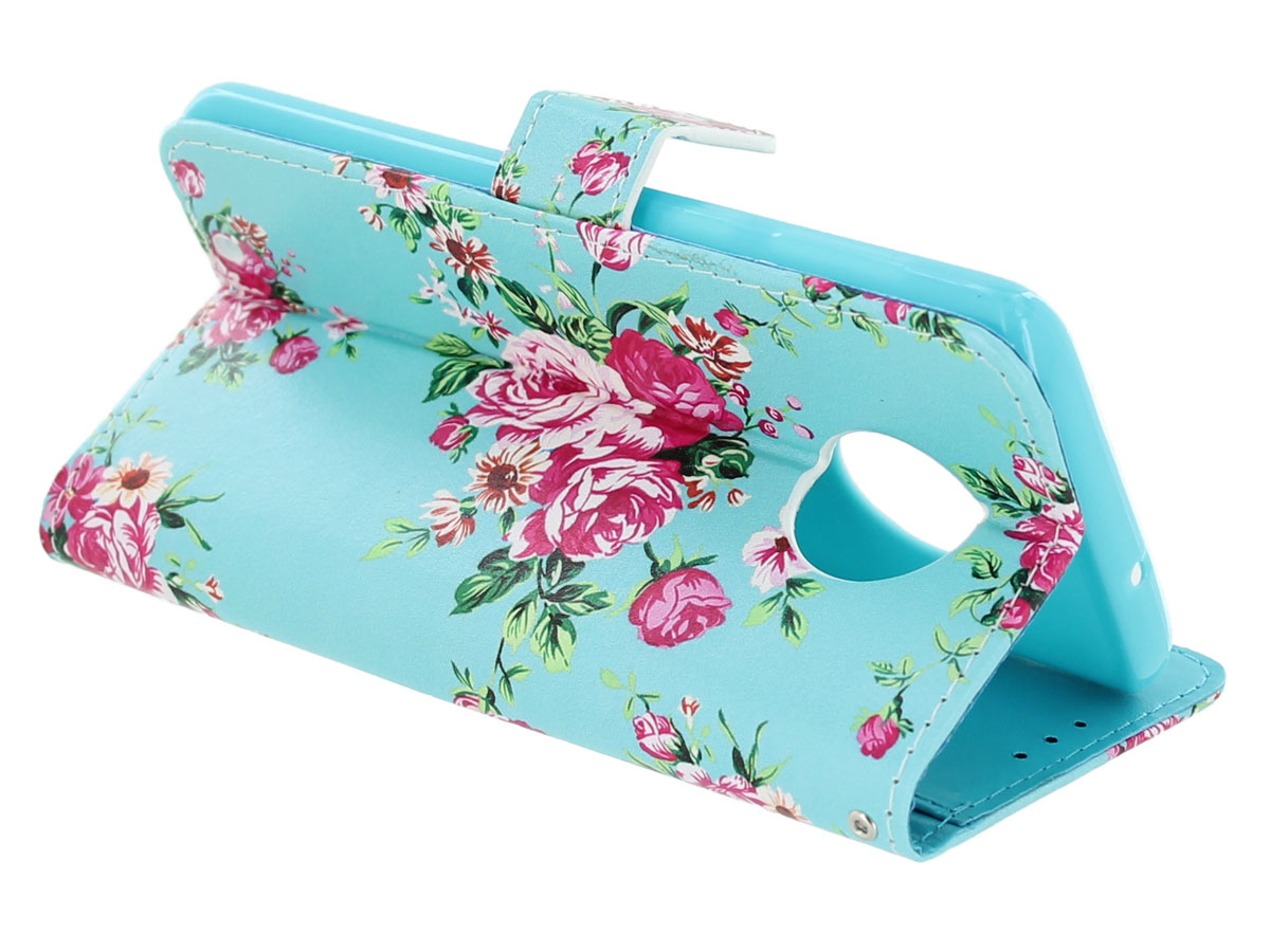 Flower Bookcase Wallet - Motorola Moto G6 Plus hoesje
