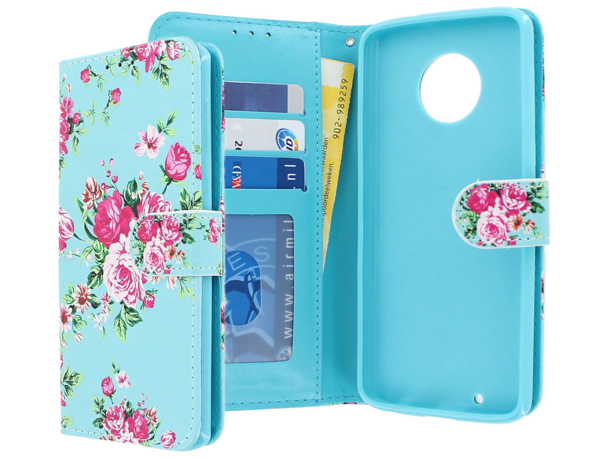 Flower Bookcase Wallet - Motorola Moto G6 Plus hoesje