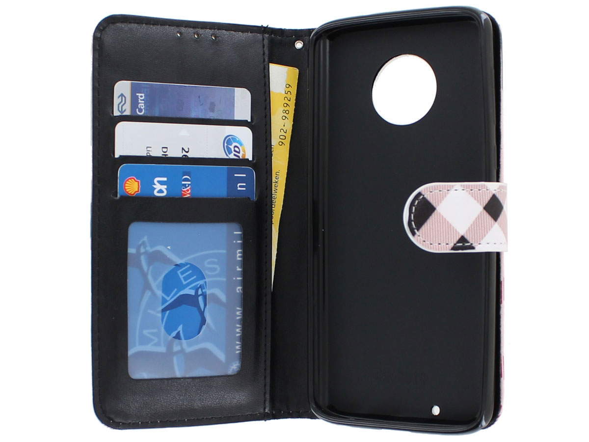 Ruitjes Bookcase Wallet - Motorola Moto G6 Plus hoesje