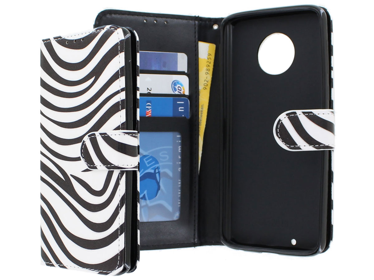 Zebra Print Bookcase - Motorola Moto G6 Plus hoesje
