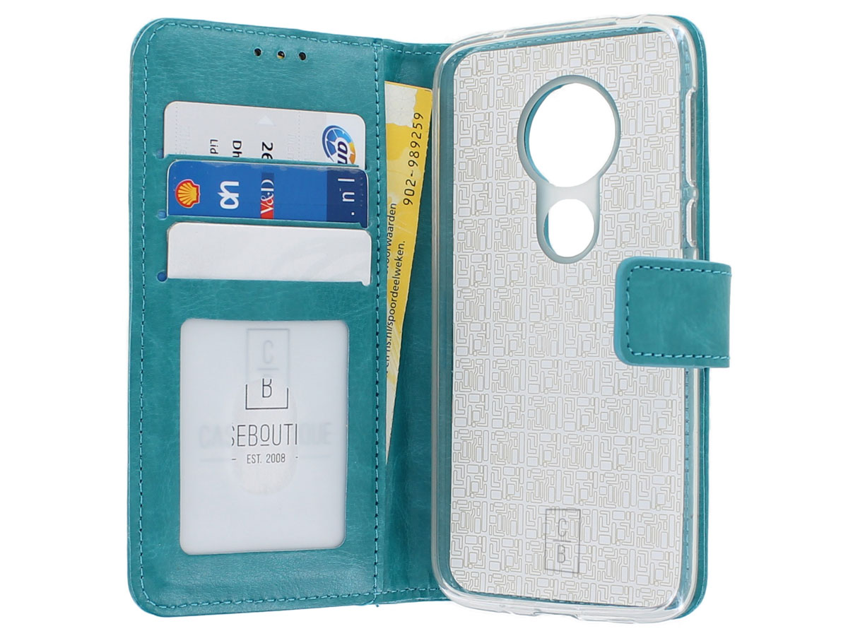 Book Case Wallet Turquoise - Motorola Moto G7 Play hoesje