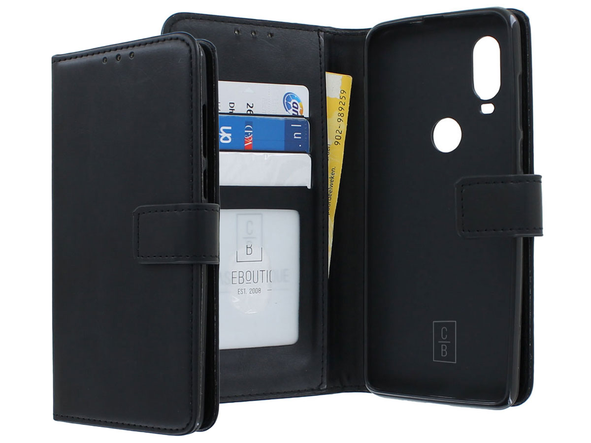 Book Case Wallet Mapje Zwart - Motorola One Vision hoesje