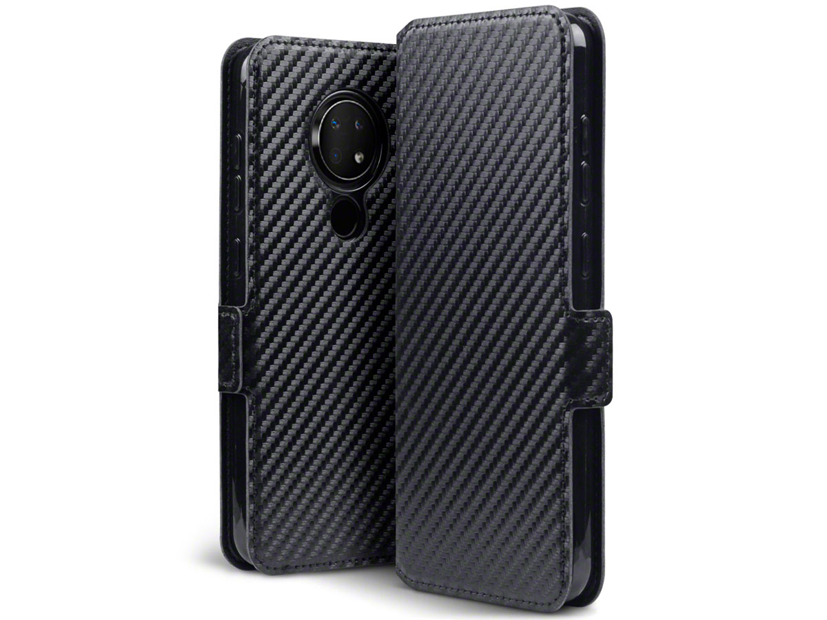 CaseBoutique Slim Bookcase Carbon - Nokia 6.2 hoesje