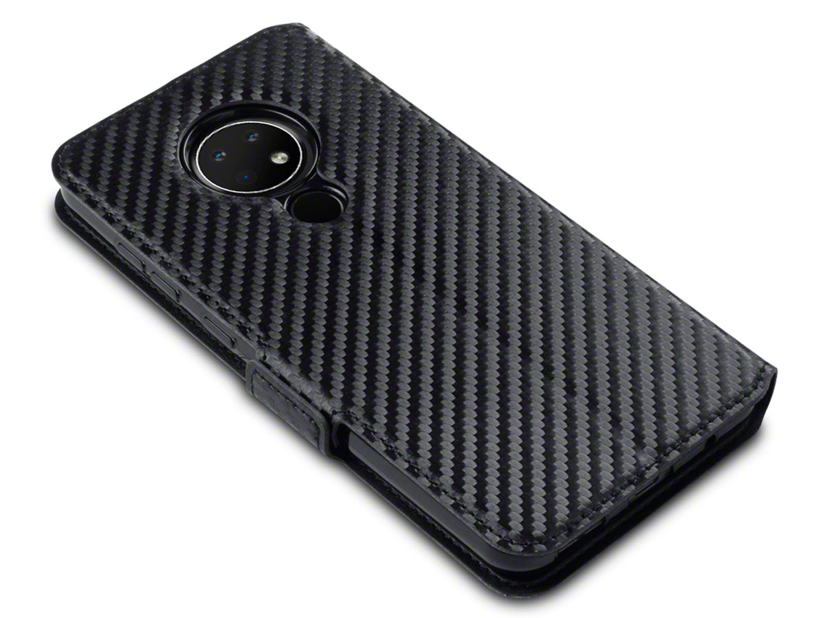 CaseBoutique Slim Bookcase Carbon - Nokia 7.2 hoesje