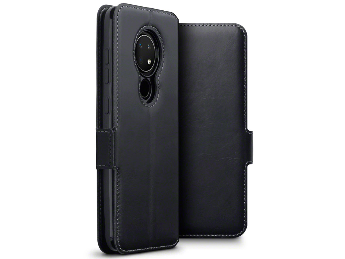 CaseBoutique Slim Leather Case Zwart - Nokia 7.2 hoesje