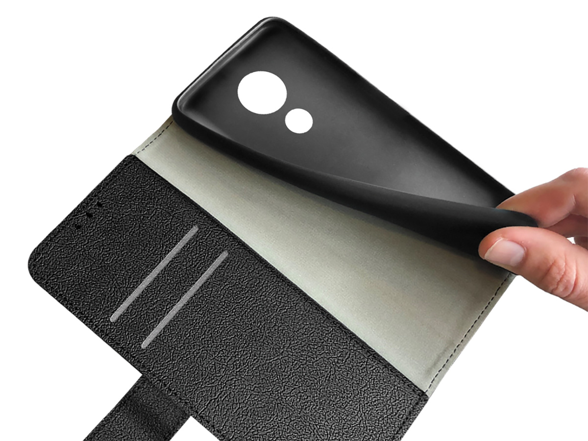 Just in Case Card Wallet Case Zwart - Nokia C21 hoesje