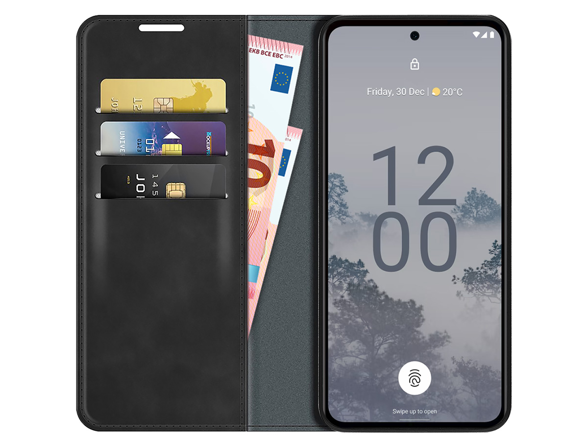 Just in Case Slim Wallet Case Zwart - Nokia X30 hoesje