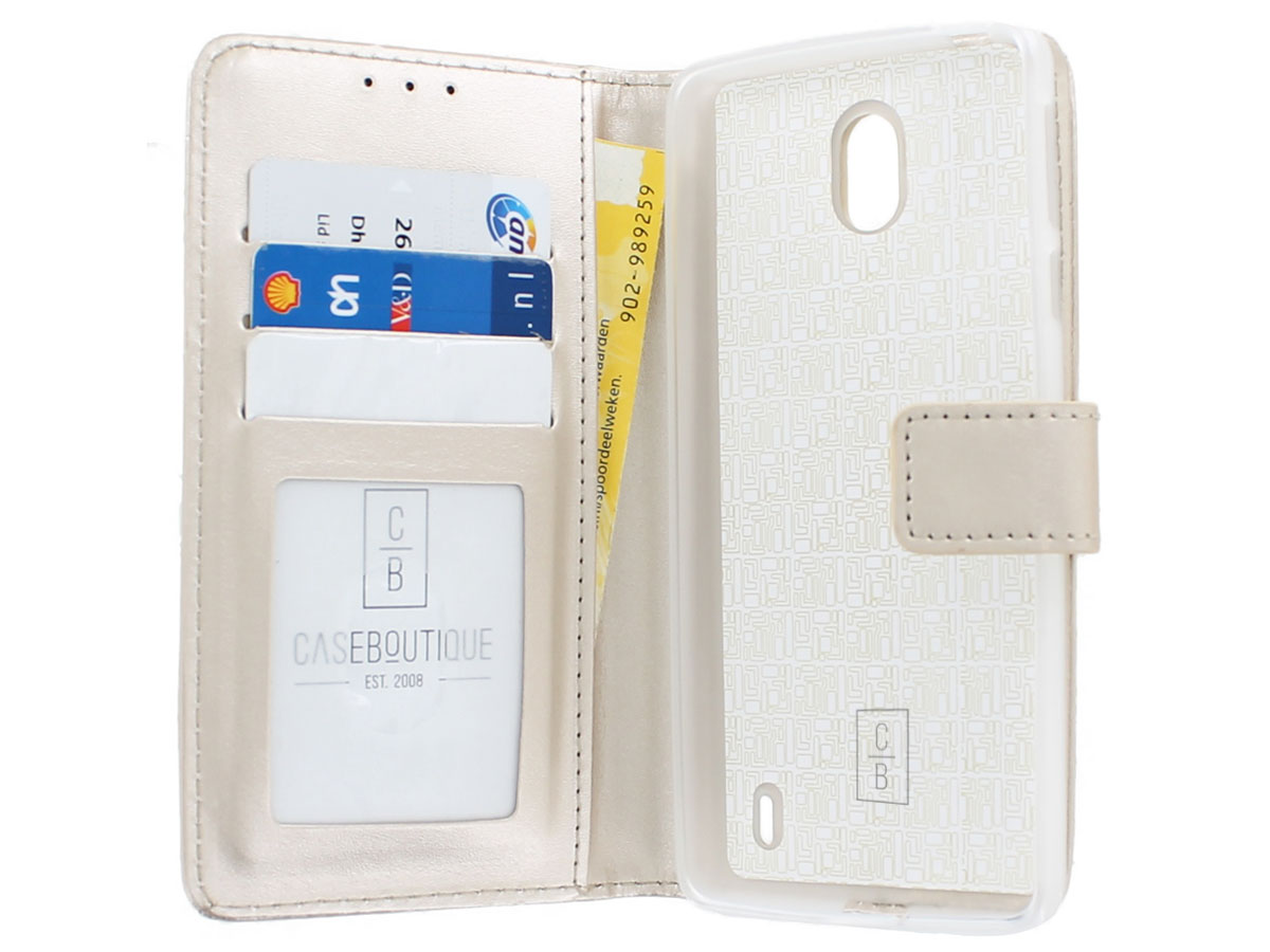 Book Case Wallet Mapje Goud - Nokia 1 Plus hoesje