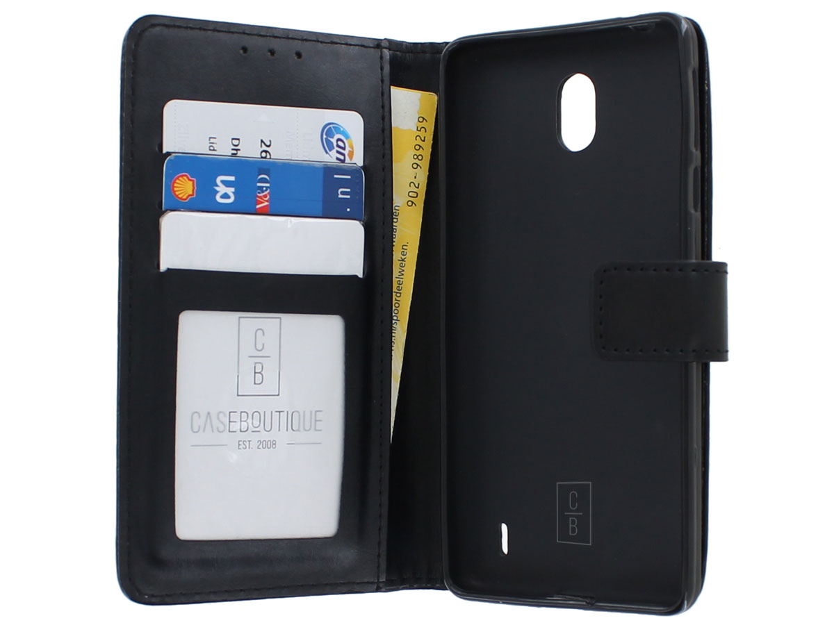 Book Case Wallet Mapje Zwart - Nokia 1 Plus hoesje