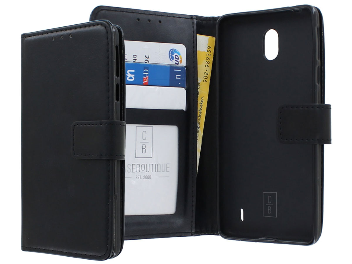 Book Case Wallet Mapje Zwart - Nokia 1 Plus hoesje