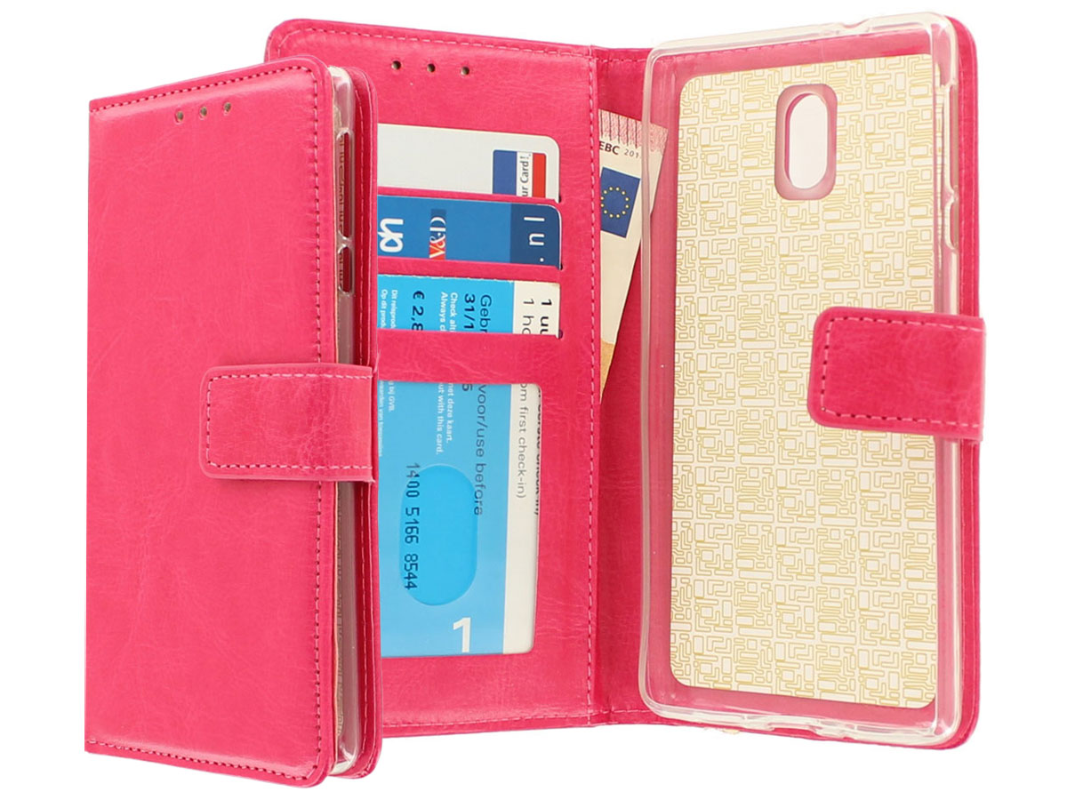 Wallet Bookcase Roze - Nokia 3 hoesje