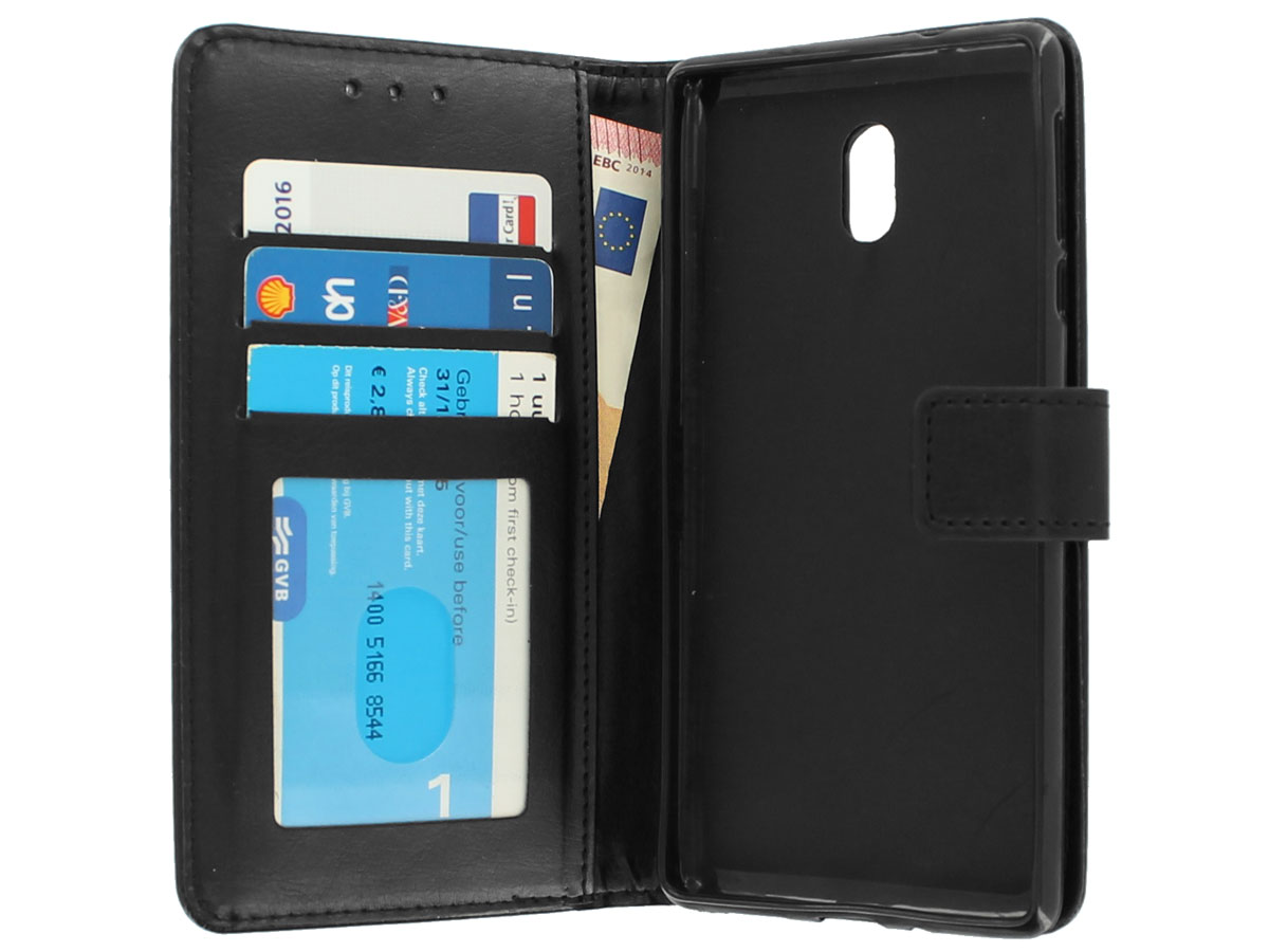 Wallet Bookcase Zwart - Nokia 3 hoesje