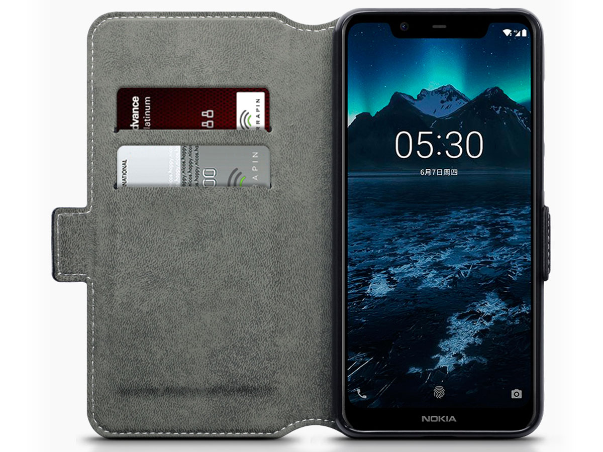 CaseBoutique Slim Wallet Case Zwart - Nokia 5.1 Plus hoesje