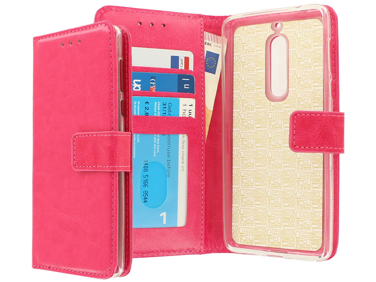 Wallet Bookcase Roze - Nokia 5 hoesje