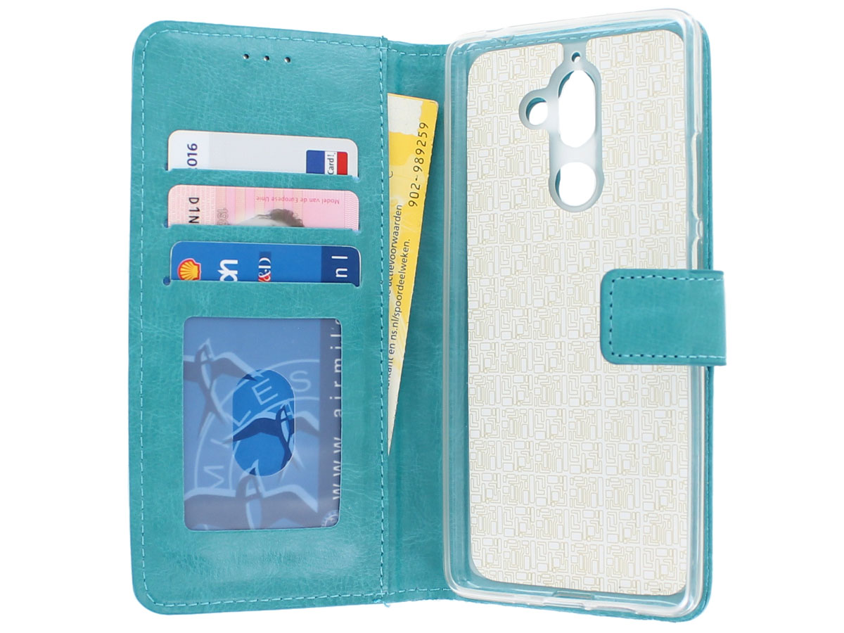 Bookcase Wallet Turquoise - Nokia 7 Plus hoesje
