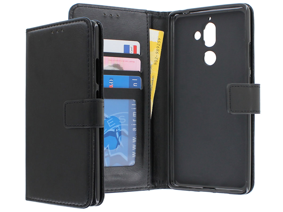 Bookcase Wallet Zwart - Nokia 7 Plus hoesje