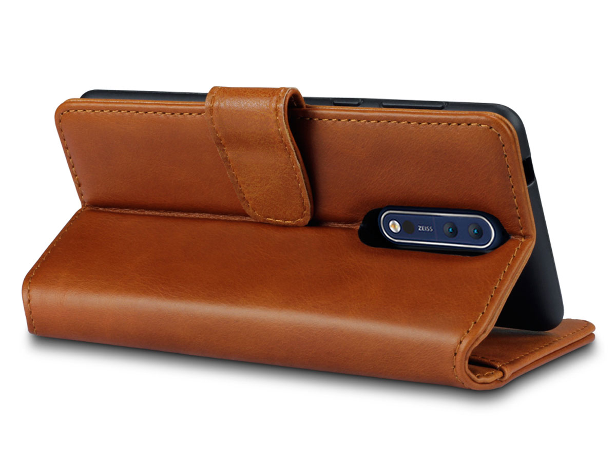 CaseBoutique Bookcase Cognac Leer - Nokia 8 Hoesje