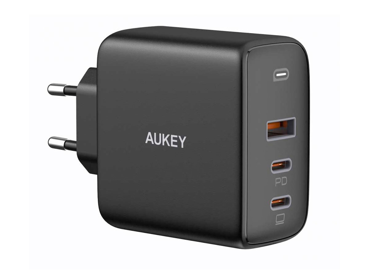 Aukey PA-B6S Dual USB-C + USB Oplader (90W) Zwart