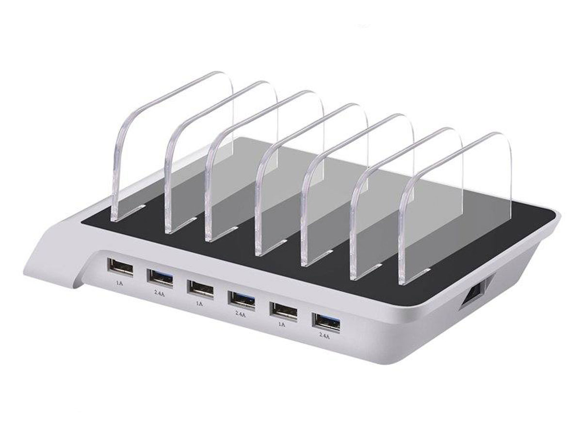 Powerstation 6-port Charger Zilver - Oplader voor 6 Devices