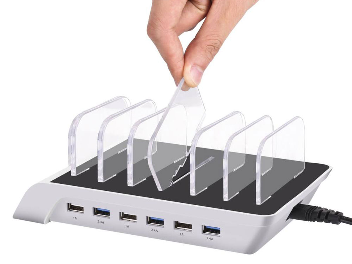 Powerstation 6-port Charger Zilver - Oplader voor 6 Devices