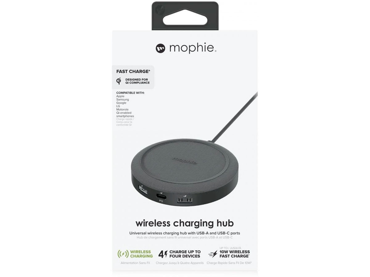 Mophie Wireless Charging Hub - Draadloze Oplader met 3 USB Poorten