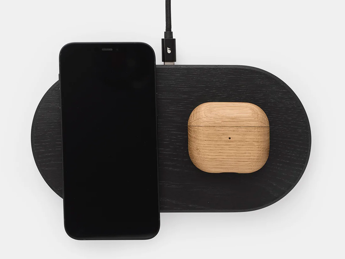 Oakywood Dual Slim Charging Pad Black - Draadloze Oplader van Hout