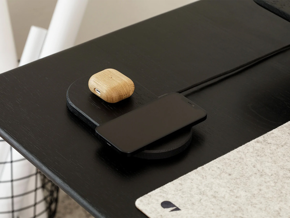 Oakywood Dual Slim Charging Pad Black - Draadloze Oplader van Hout