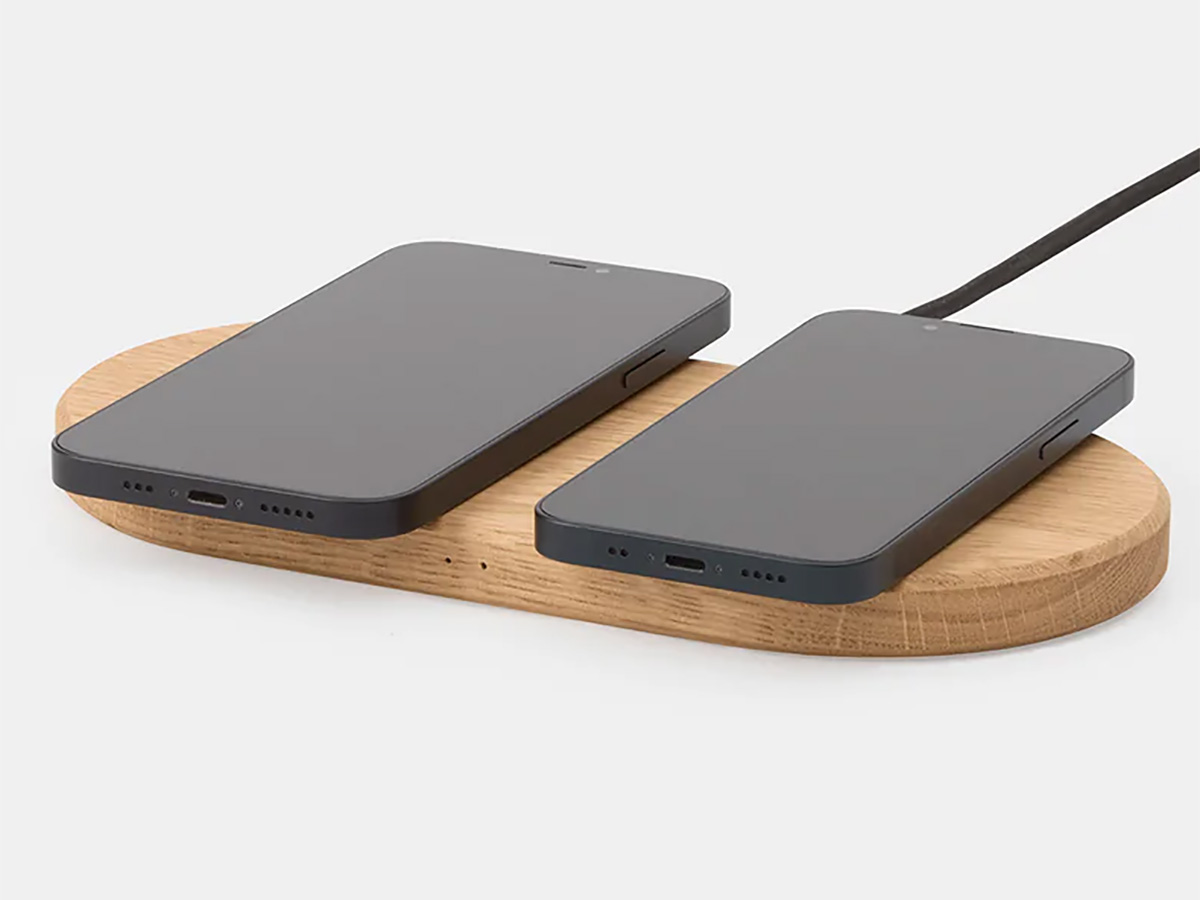 Maakte zich klaar Signaal mobiel Oakywood Dual Slim Charging Pad Draadloze Lader Eiken