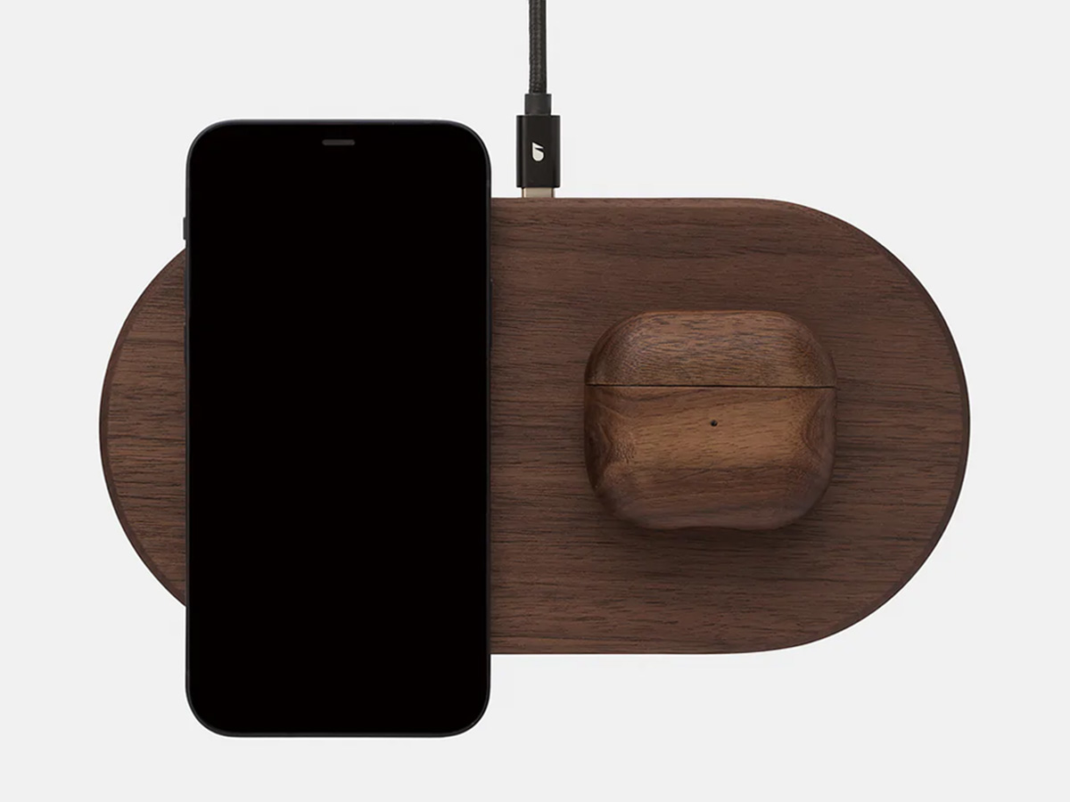 Oakywood Dual Slim Charging Pad Walnut - Draadloze Oplader van Hout