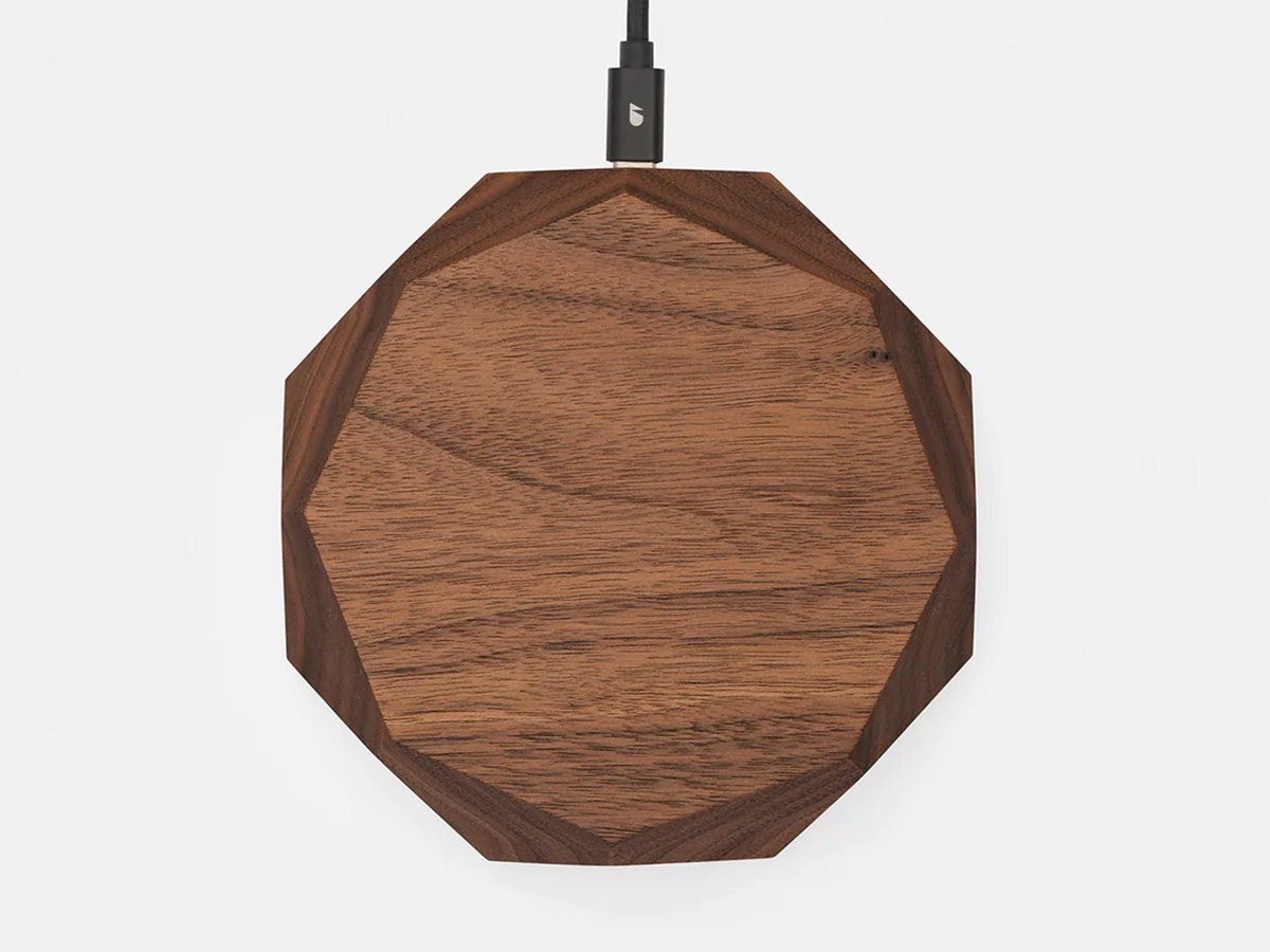 Oakywood Geometric Charging Pad Walnut - Draadloze Oplader van Hout