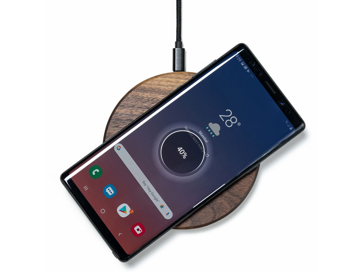 Oakywood Slim Charging Pad Walnut - Draadloze Oplader van Hout