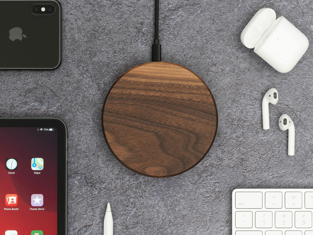 Oakywood Slim Charging Pad Walnut - Draadloze Oplader van Hout