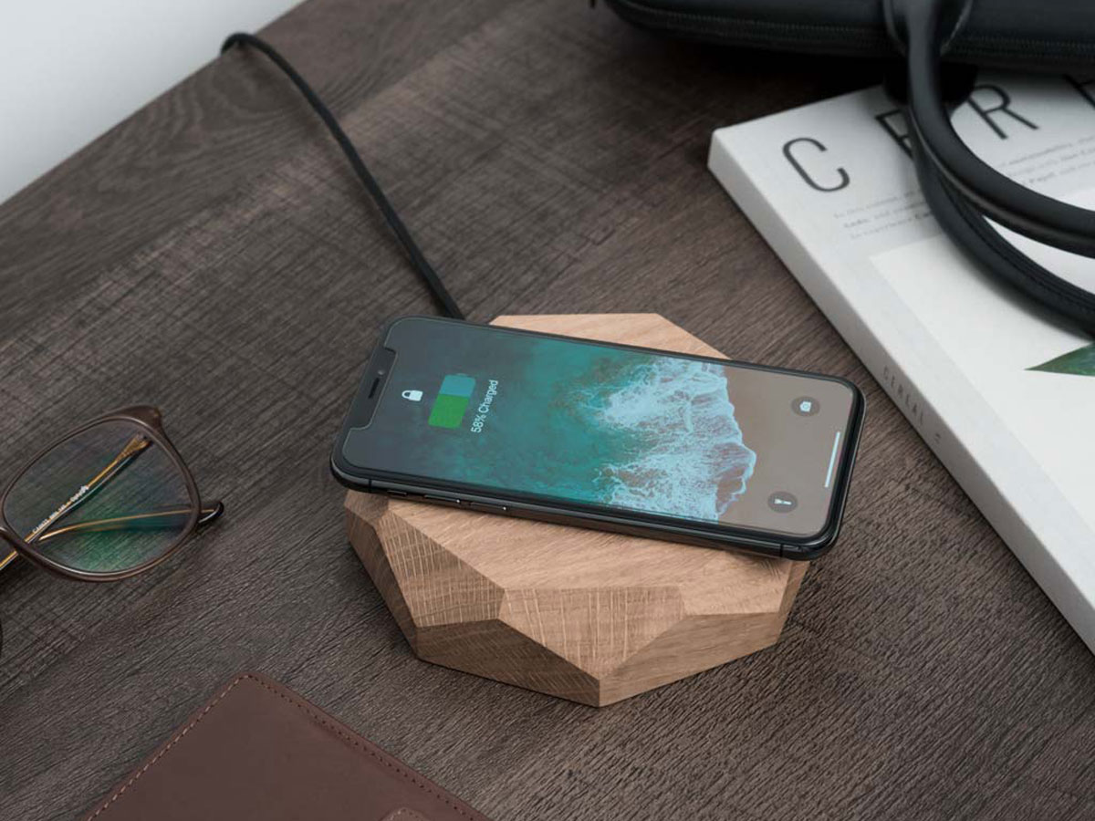 Oakywood Geometric Charging Pad Oak - Draadloze Oplader van Hout