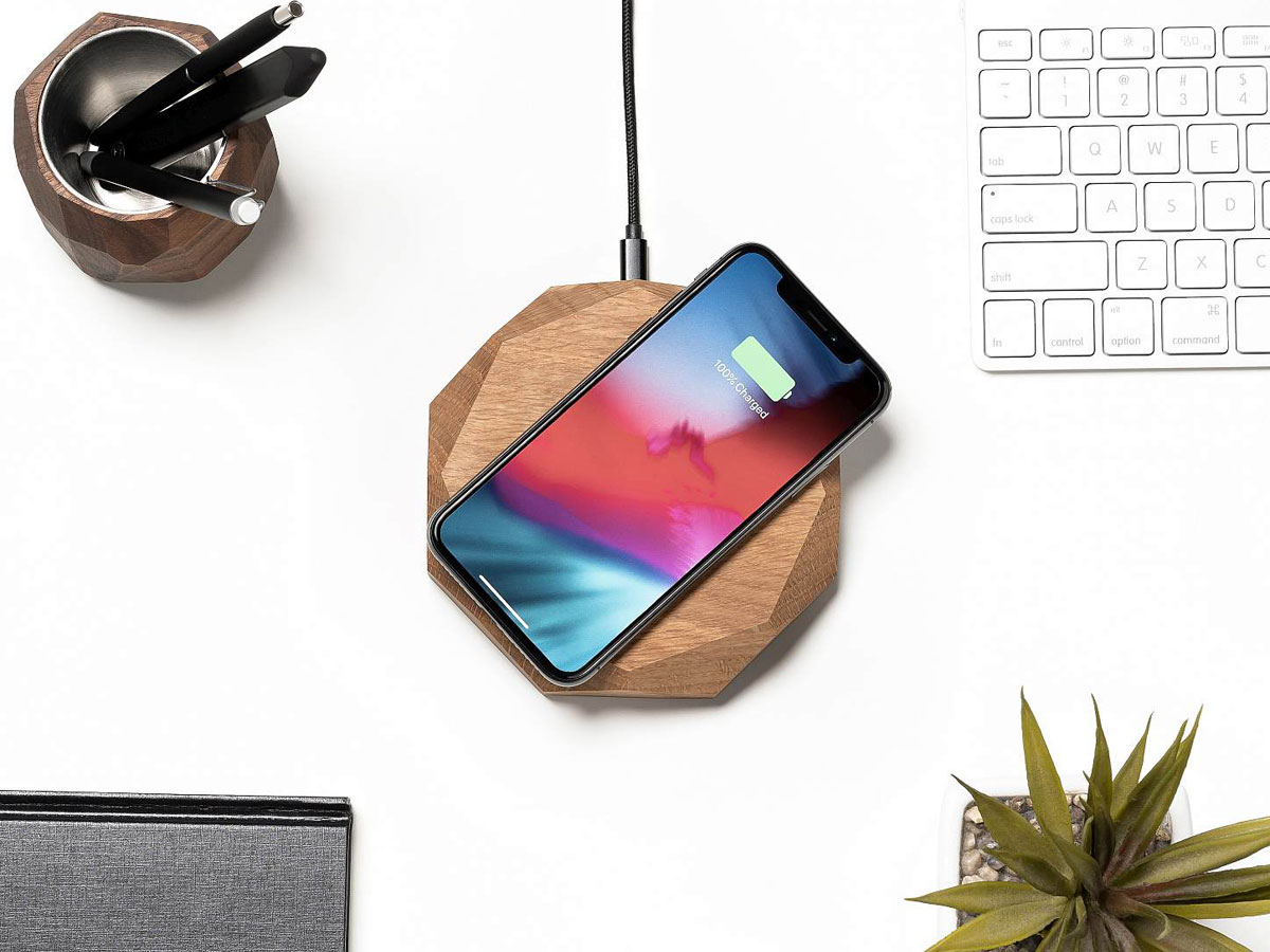 Oakywood Geometric Charging Pad Oak - Draadloze Oplader van Hout