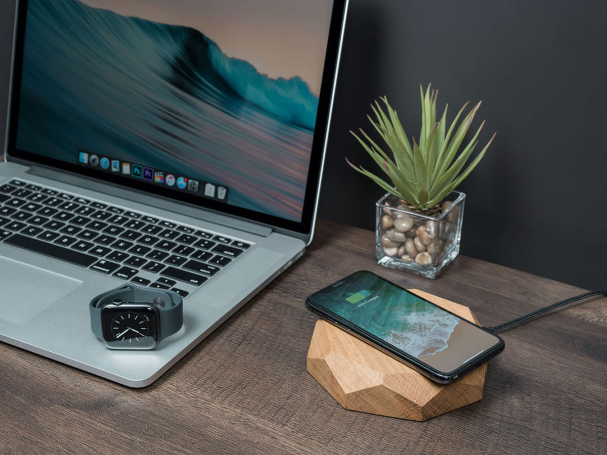 Oakywood Geometric Charging Pad Oak - Draadloze Oplader van Hout