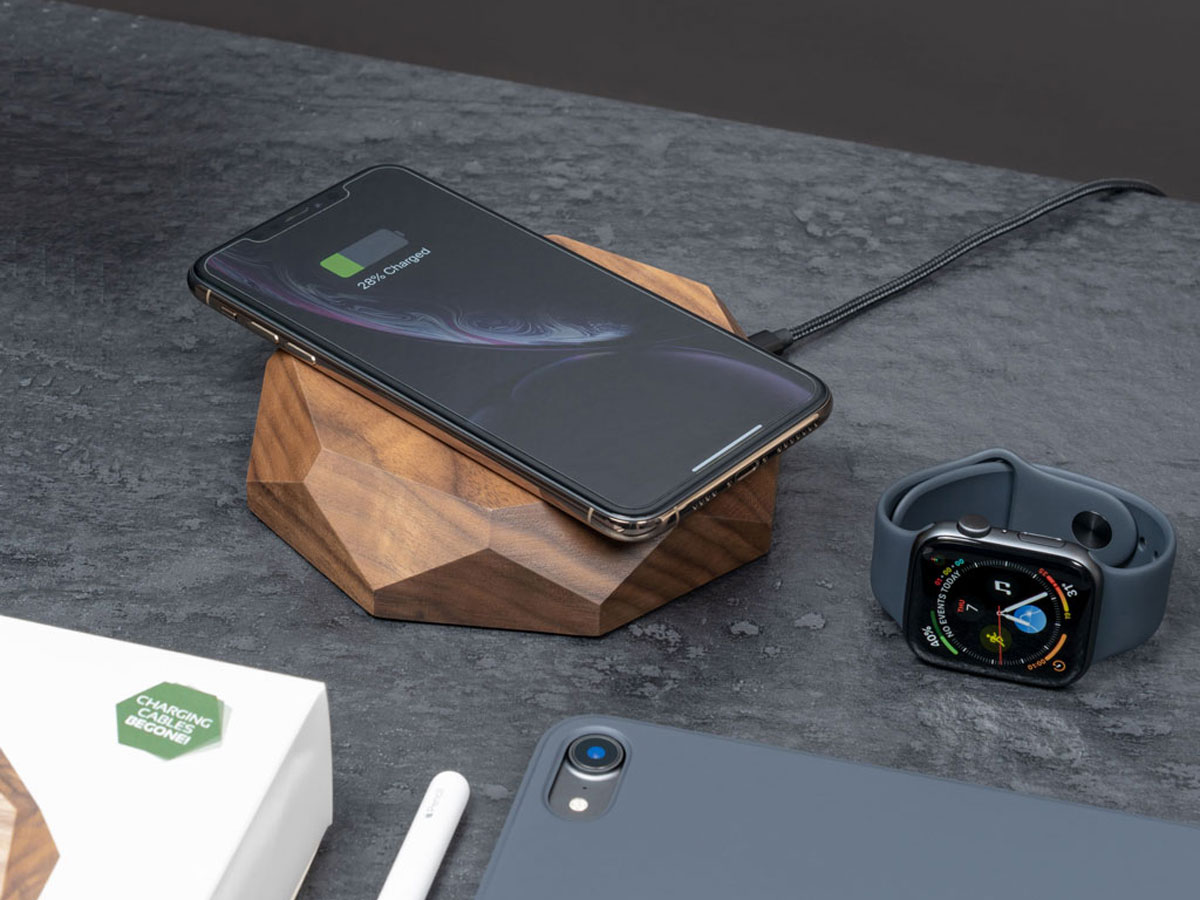 Oakywood Geometric Charging Pad Walnut - Draadloze Oplader van Hout