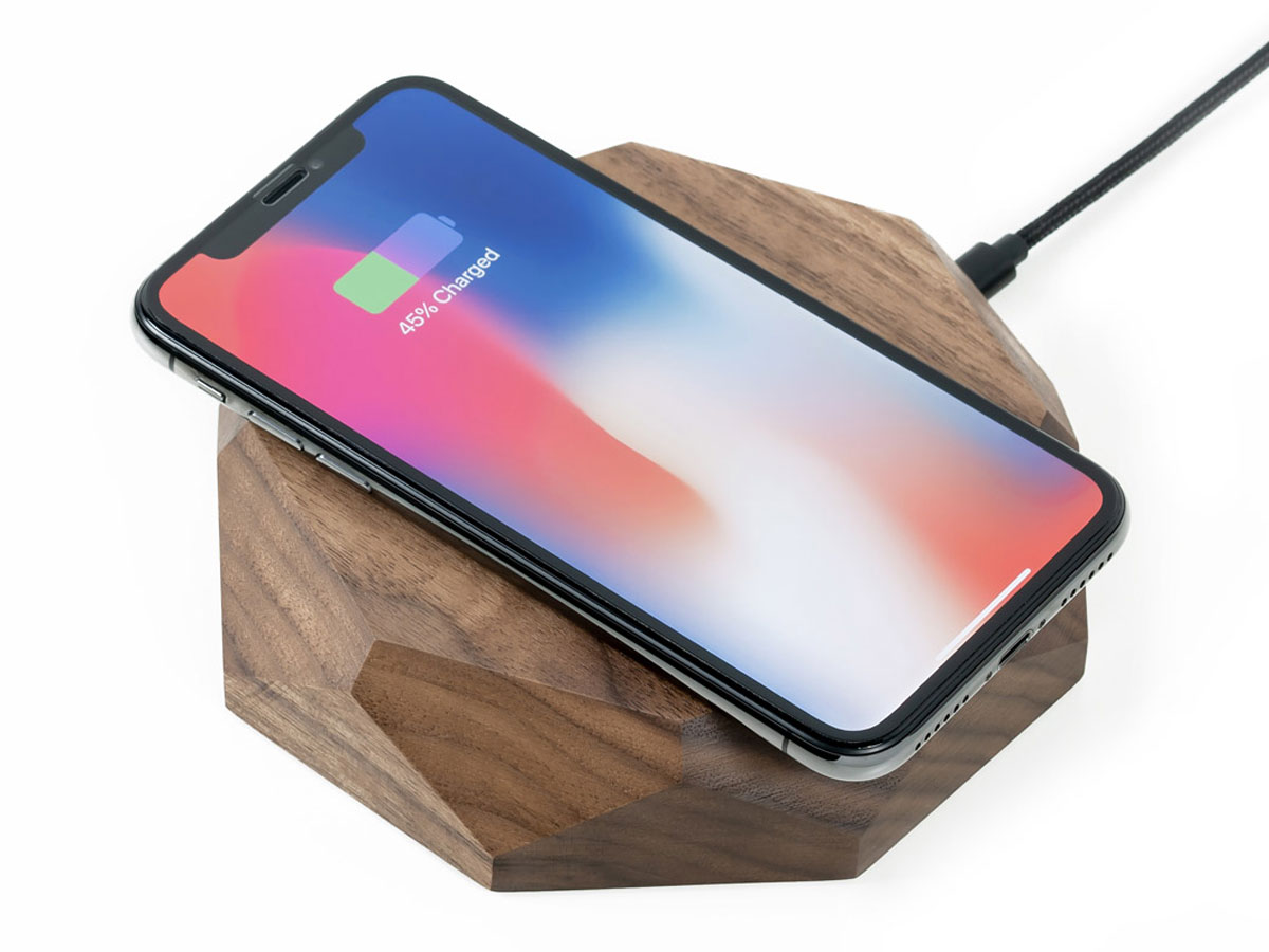 Oakywood Geometric Charging Pad Walnut - Draadloze Oplader van Hout