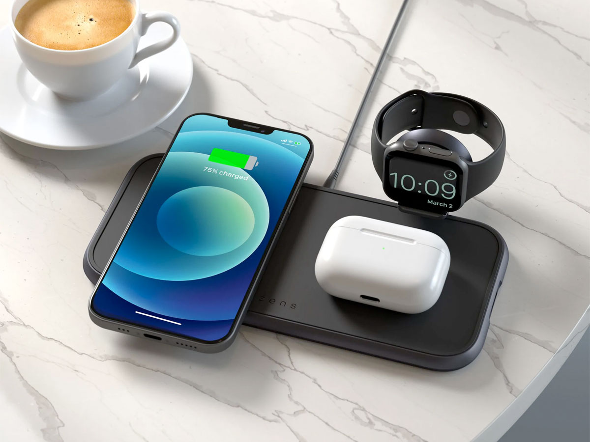 Zens Aluminium 4-in-1 Wireless Charger incl. Apple Watch (2 x 10W)