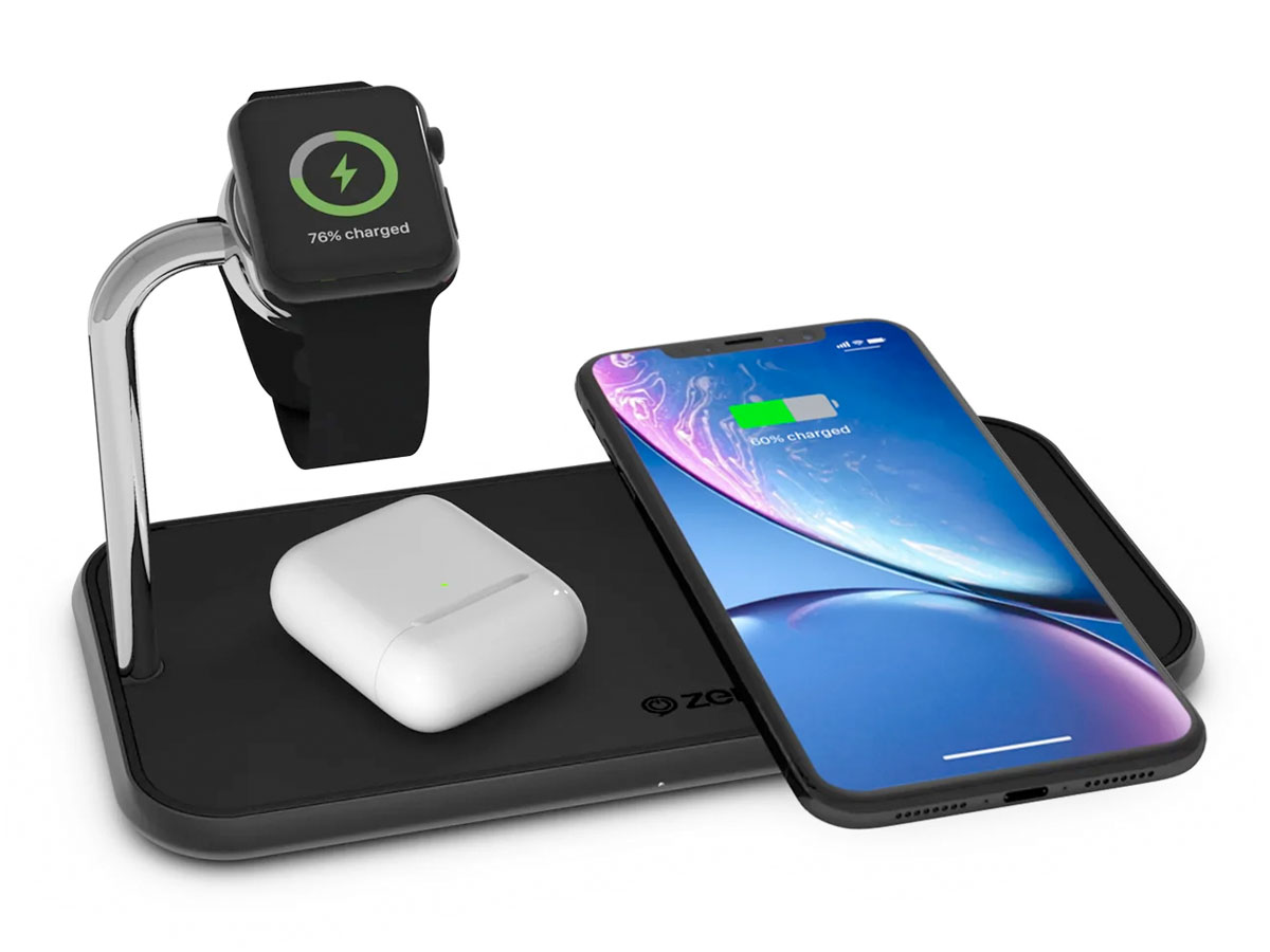 Zens Aluminium Dual Fast Wireless Charger + Watch (2 x 10W)