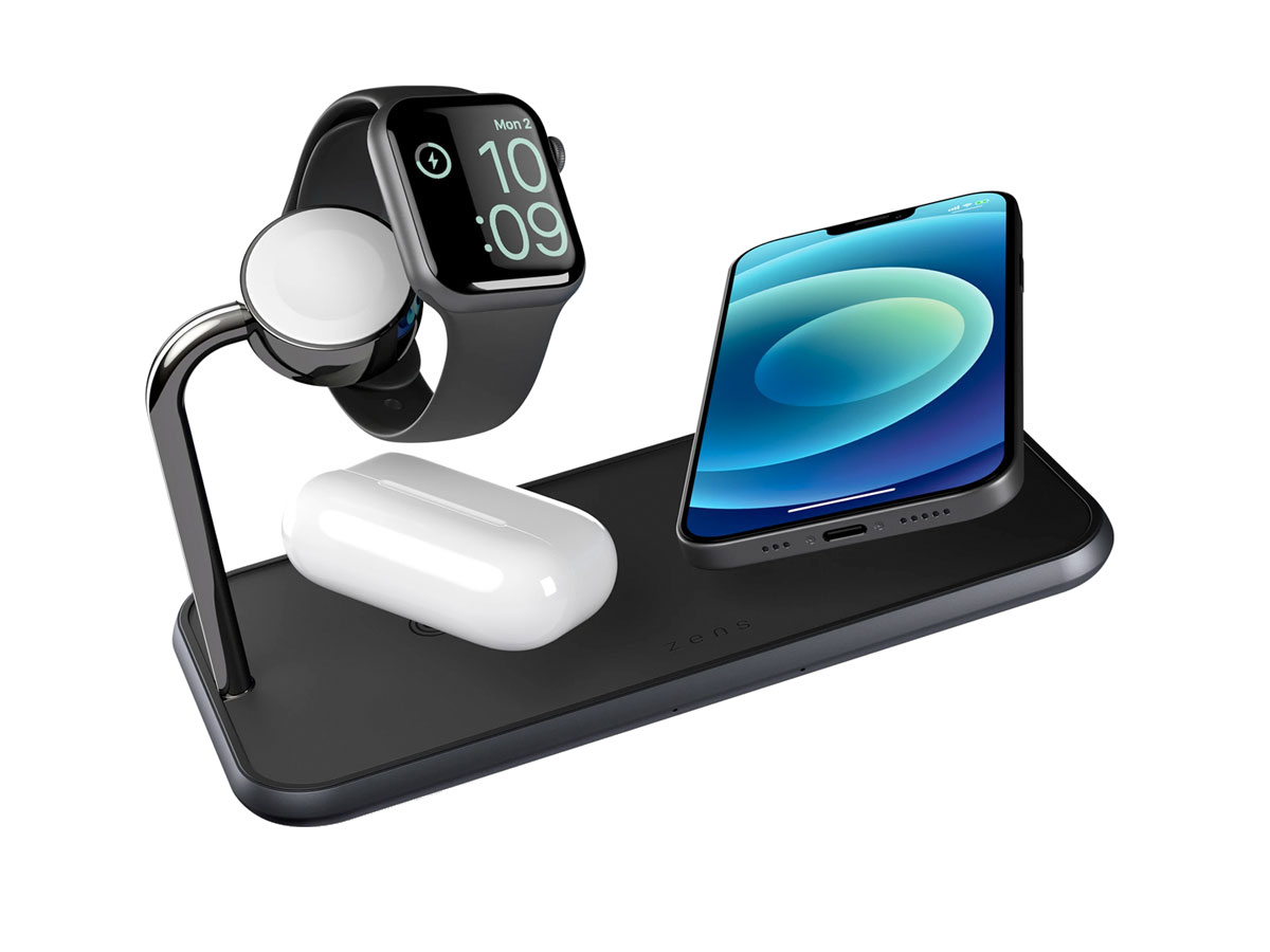 Zens Aluminium Dual Fast Wireless Charger + Watch (2 x 10W)