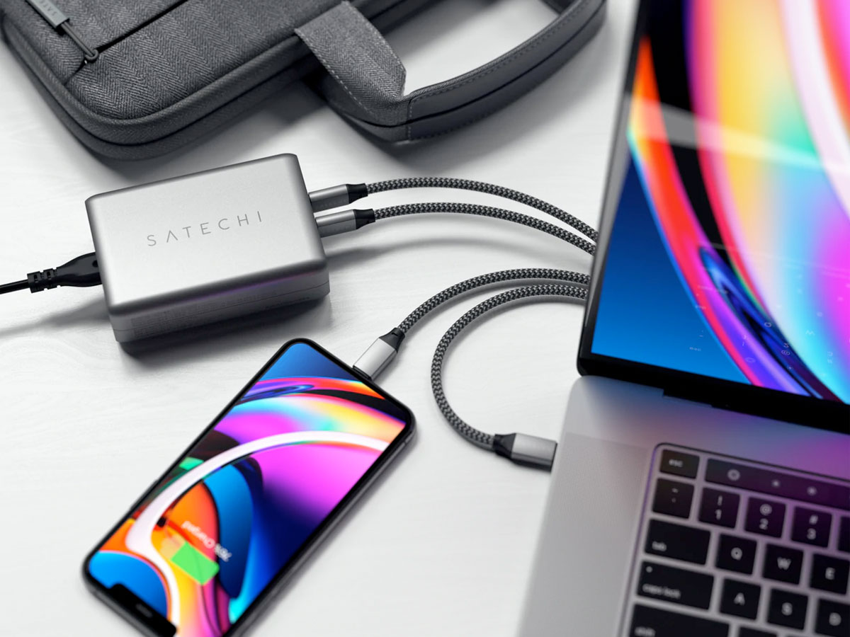 Satechi 100W USB-C PD Compact GaN Charger - Oplader met 3 Aansluitingen