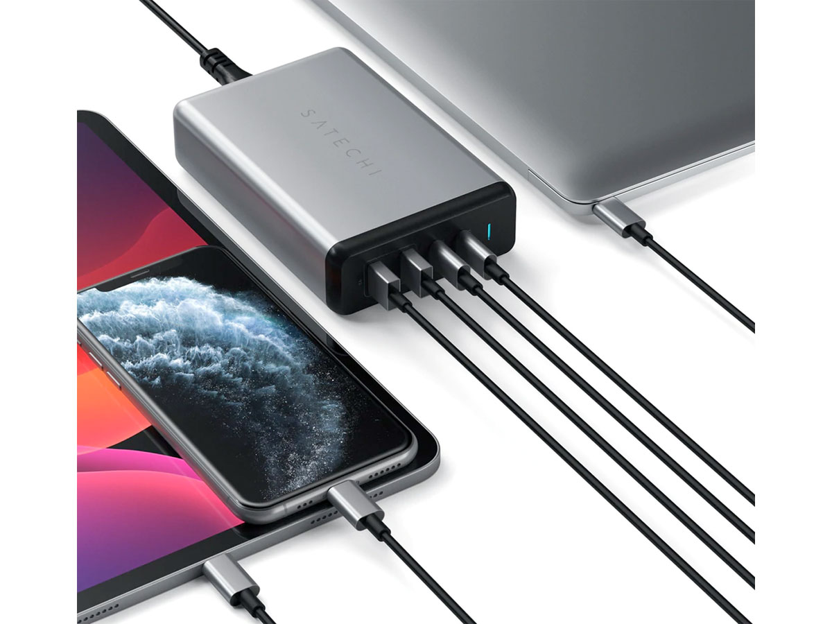 Satechi 108W Pro USB-C PD/USB-A Desktop Charger met 4 Aansluitingen