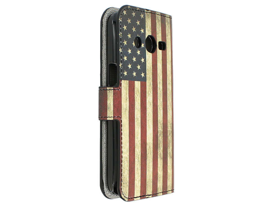 Vintage USA Flag Book Case Hoesje voor Samsung Galaxy Core 4G