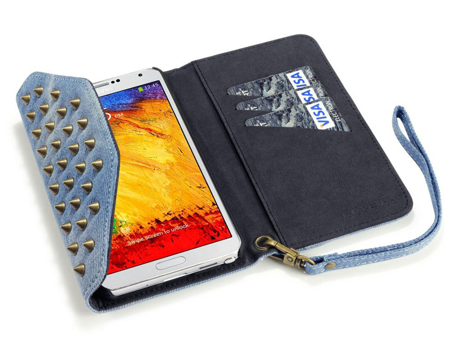Covert Studded Denim Wallet Case - Hoesje voor Samsung Galaxy Note 3