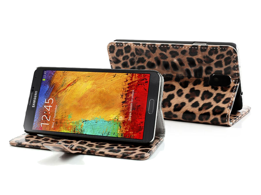 Leopard Sideflip Kunstleren Hoesje voor Samsung Galaxy Note 3