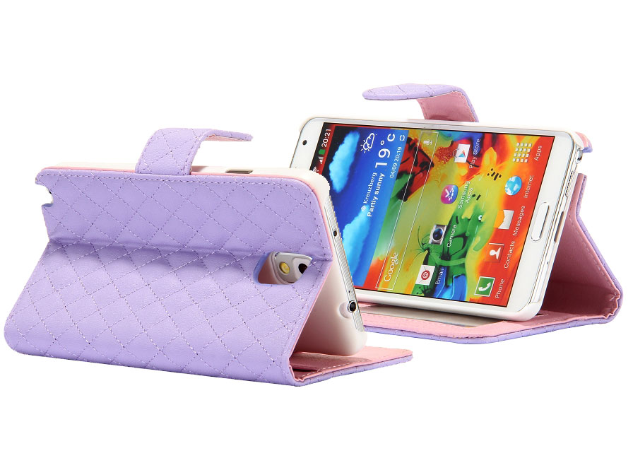 Quilted Sideflip Wallet Hoesje voor Samsung Galaxy Note 3