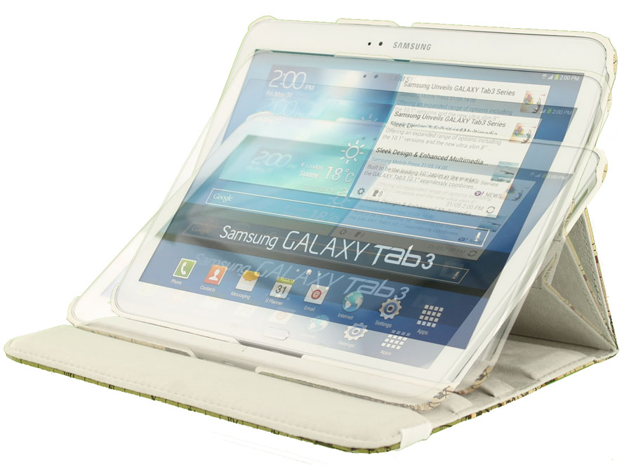 Antique Worldmap Swivel Stand Case voor Samsung Galaxy Tab 3 (10.1)